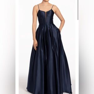 Blue Satin Ballgown Prom Dress